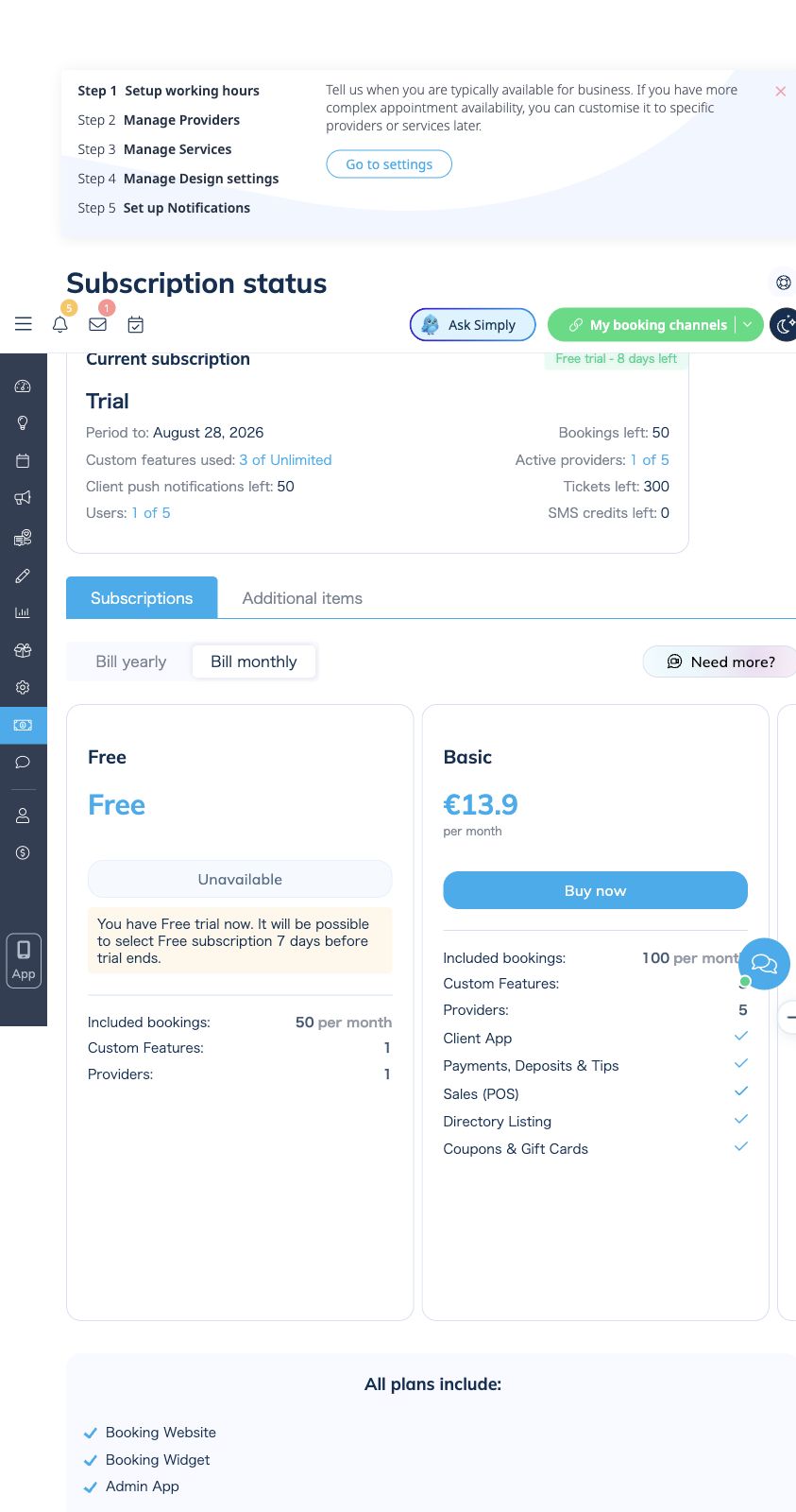 SimplyBook.meのFree移行案内