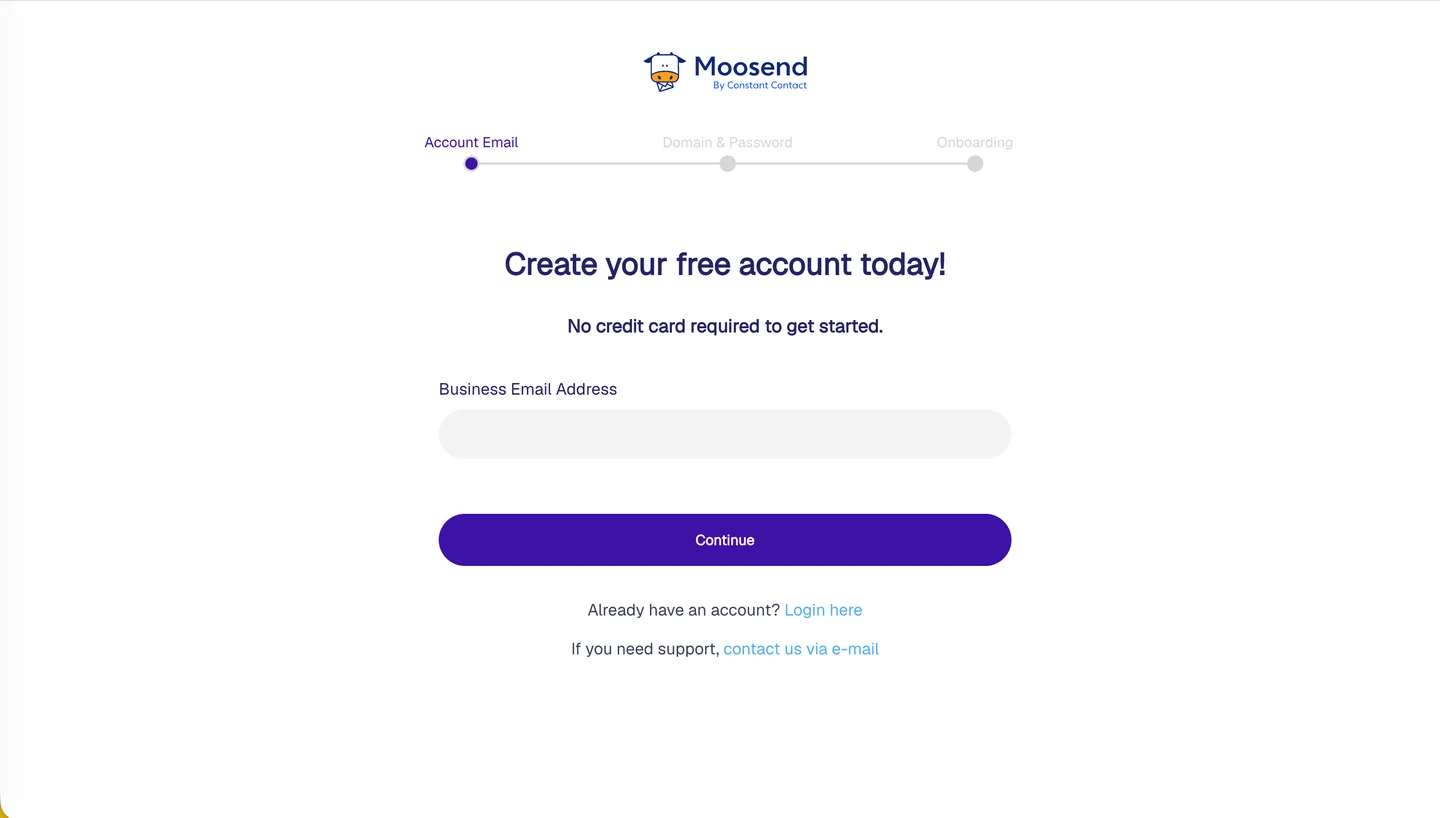 Moosend 申込ページ