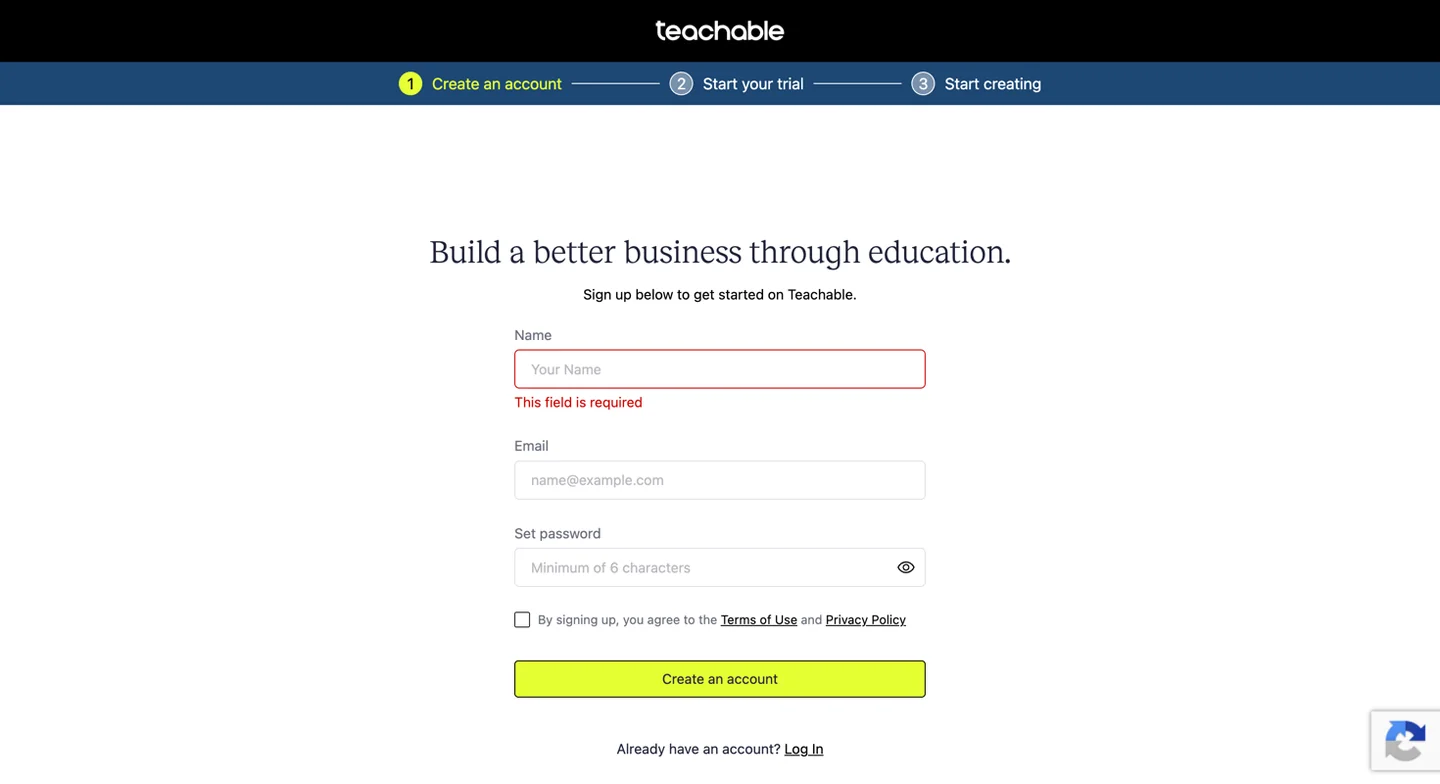 Teachable 申込ページ