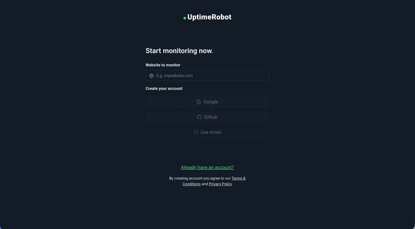 UptimeRobot 申込ページ