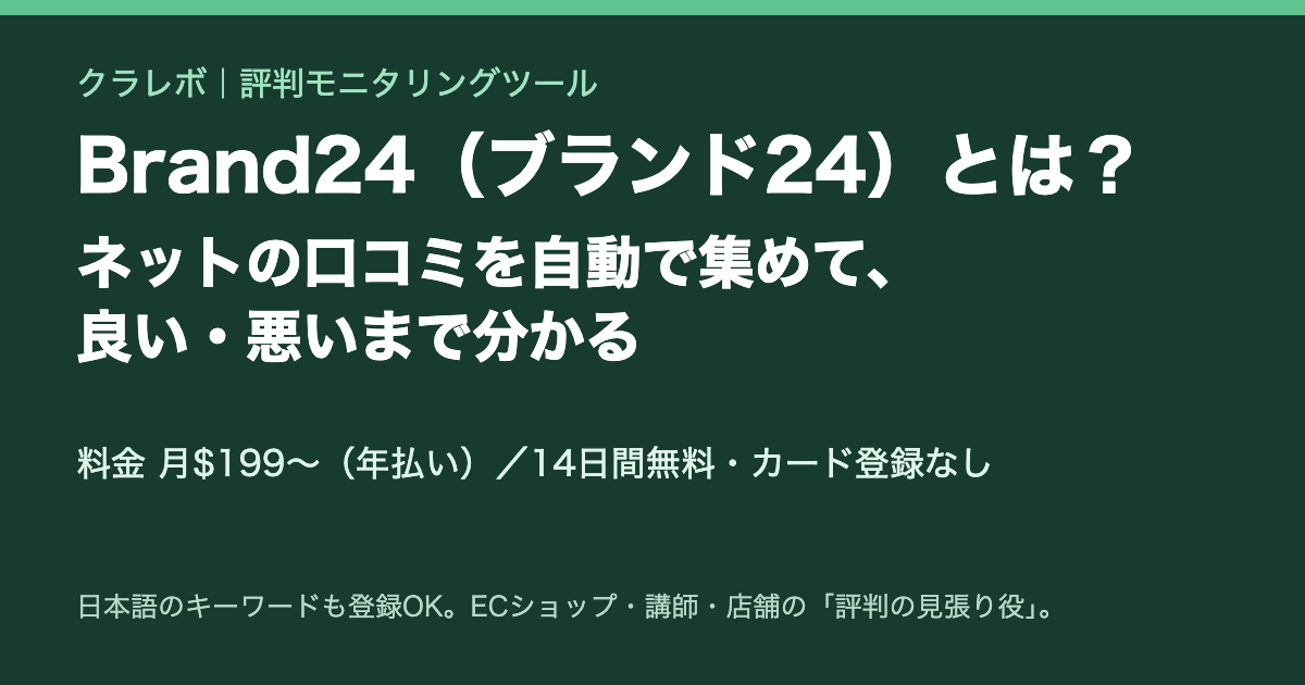 Brand24(ブランド24)とは?ネットの口コミを自動で集めて良い・悪いまで分かる評判モニタリングツール