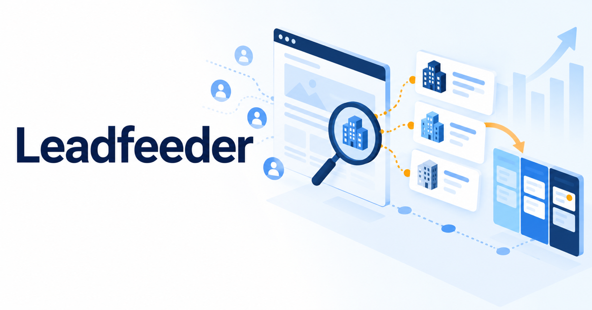 Leadfeederの企業アクセス解析と営業連携を表したイラスト