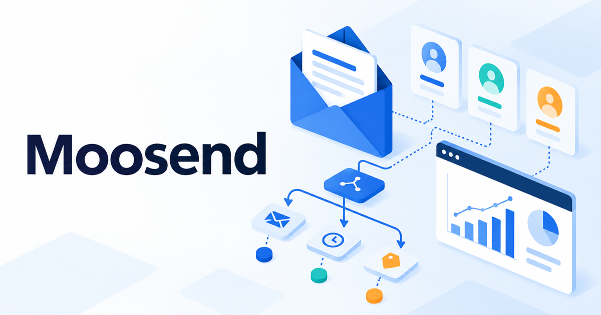 Moosendのメール配信・自動化・フォーム連携を表したイラスト