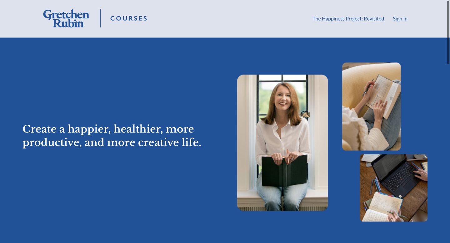 Gretchen Rubin Coursesのオンライン講座サイト実画面